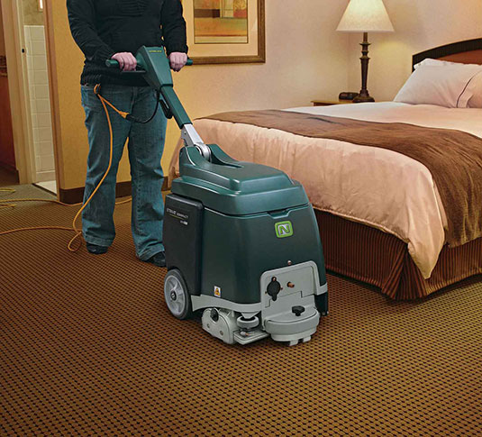 Nobles Strive Compact Carpet Extractor cleaning hotel carpet