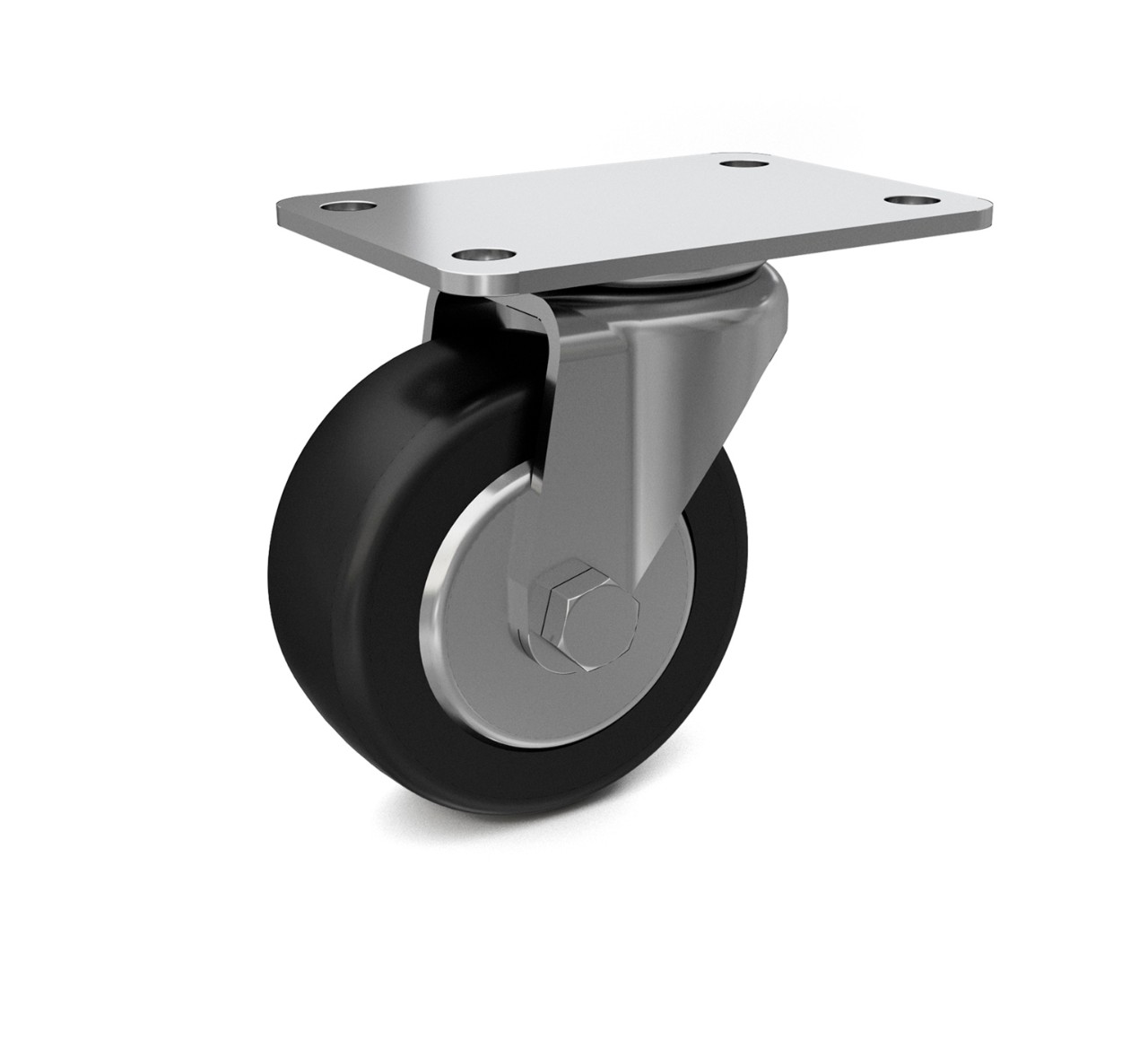 606986 4-Hole Rubber Caster alt 1