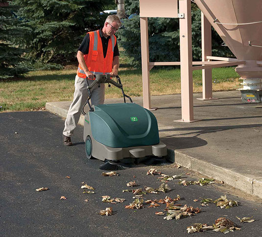 Nobles Scout 9 sweeping a parking lot Nobles Scout 9 sweeping a parking lot